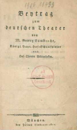 Beytrag zum deutschen Theater