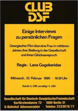 "Einige Interviews zu persönlichen Fragen"