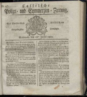 Nr. 47, Mittwoch den 13ten Junii. 1821