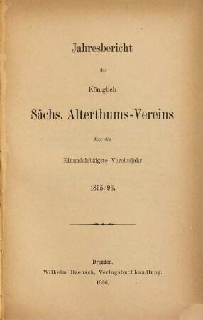 Jahresbericht des Sächsischen Altertumsvereins. 71. 1895/96