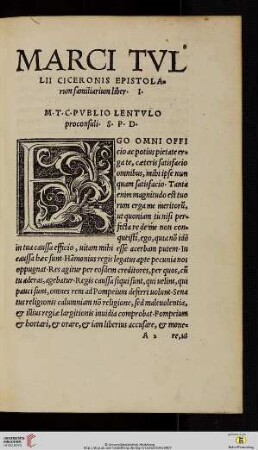 Marci Tvllii Ciceronis epistolarum familiarium liber I