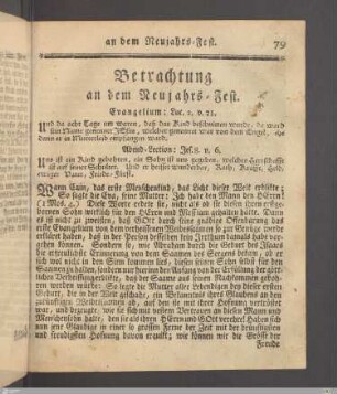 Betrachtung an dem Neujahrs-Fest.