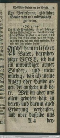 Christliche Gebete vor der Beicht