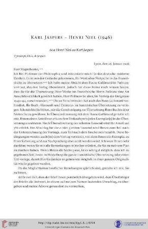 Karl Jaspers – Henri Niel (1946)