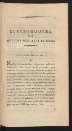 I. Discrimen Huius Vitii.