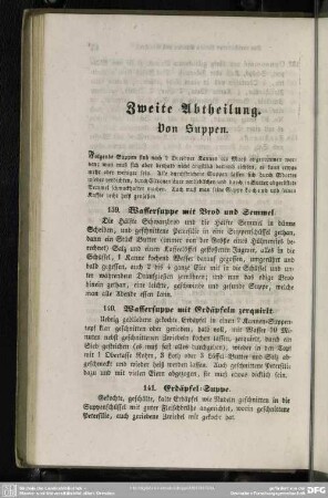 Zweite Abtheilung. Von Suppen