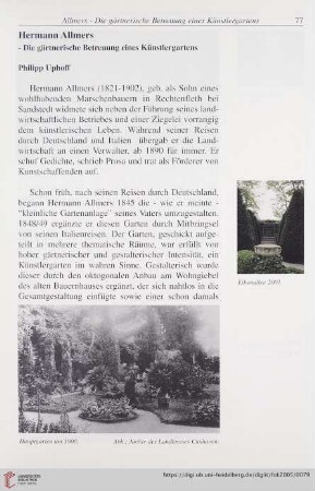 Hermann Allmers - Die gärtnerische Betreuung eines Künstlergartens