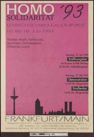 Homosolidarität '93 : Lesbisch-Schwule Kulturtage