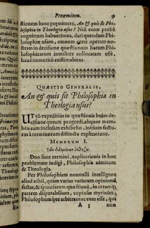 Quæstio Generalis, An & quis sit Philosohiæ in Theologie usus?