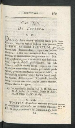 Cap. XIV. De Tortura