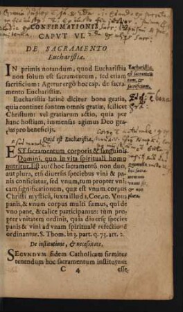 Caput VI. De Sacramento Eucharistiae