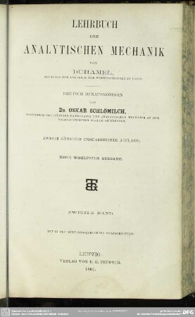 2: Lehrbuch der analytischen Mechanik