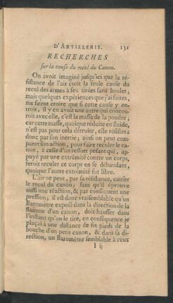 Recherches sur la cause du recul du Canon