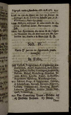 Sect. IV. Varia & partim in superiorib. praetermissa.