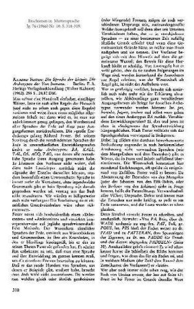 Richard Fester: Die Sprache der Eiszeit. Die Archetypen der Vox humana. - Berlin: F. A. Herbigs Verlagsbuchhandlung (Walter Kahnert) (1962). 255 S., 24,80 DM. [Rezension]
