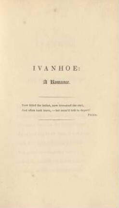 Ivanhoe. A Romance