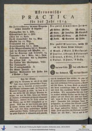 Astronomische Practica für das Jahr 1814.