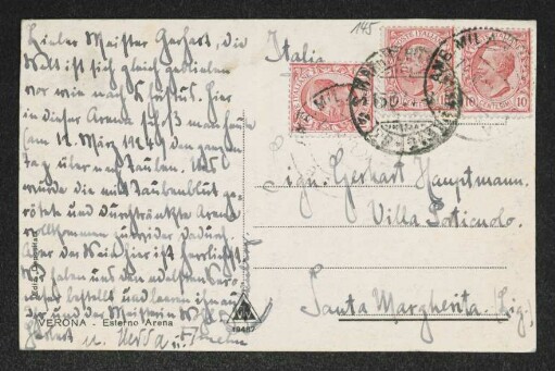 Brief von Herbert Eulenberg, Hedda Eulenberg und Anselm Eulenberg an Gerhart Hauptmann