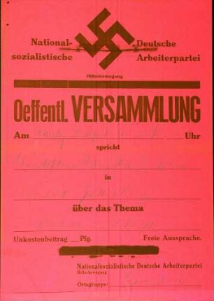 Versammlung der NSDAP-Ortsgruppe Eisenbach: Deutschlands Zukunft