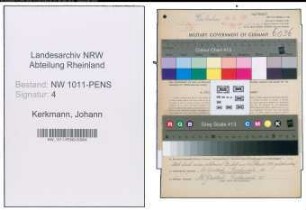 Entnazifizierung Johann Kerkmann , geb. 10.12.1885 ()