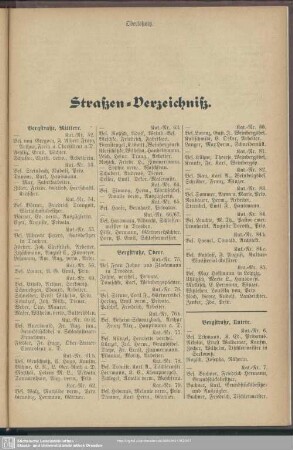 Häuserbuch : Straßen-Verzeichniß