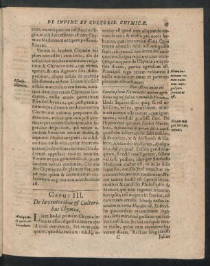 Caput III. De Inventoribus & Cultoribus Chymiae