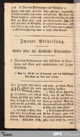 Zweyte Abtheilung. Lieder über die christliche Sittenlehre.