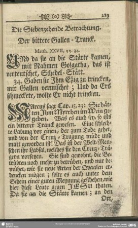 Die Siebenzehende Betrachtung. Der bittere Gallen-Tranck