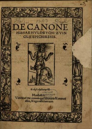 De Canone Missae Huldrychi Zvinglii Epichiresis