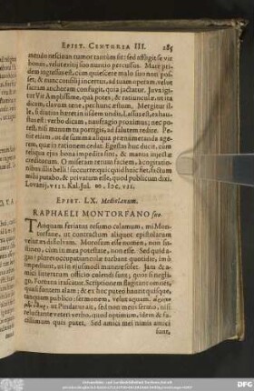 Epist. LX. Mediolanum. Raphaeli Montorfano suo.
