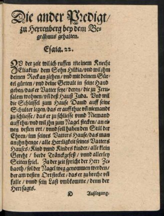Die ander Predigt/ zu Herrenberg bey dem Begräbnus gehalten.