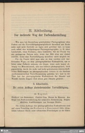 II. Abtheilung. Der indirecte Weg der Farbendarstellung