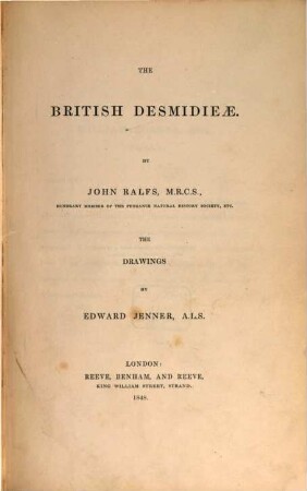 The British Desmidieae : The drawings by Edw. Jenner