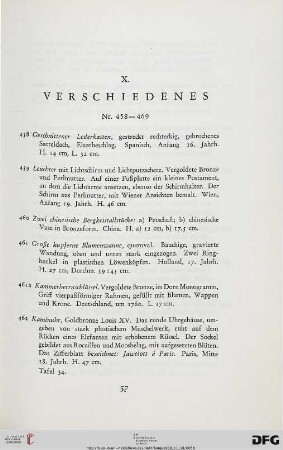 X. Verschiedenes (Nr. 458-469)