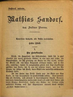 Mathias Sandorf : Nach Julius Verne. Romanbeilage des "Münchener Fremdenblatt"