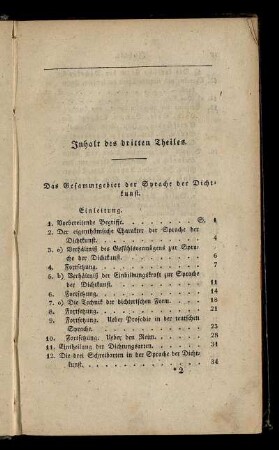 Inhalt des dritten Theiles.