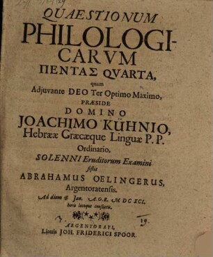 Quaestionum philologicarum pentas IV.
