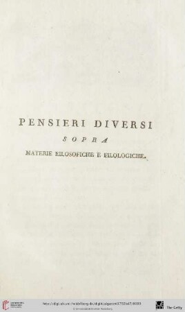 Pensieri diversi sopra materie eilosofiche e filologiche