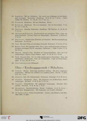 Uhren/Einrichtungsgegenstände/Holzarbeiten (Nr. 383-420)