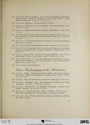 Uhren/Einrichtungsgegenstände/Holzarbeiten (Nr. 383-420)
