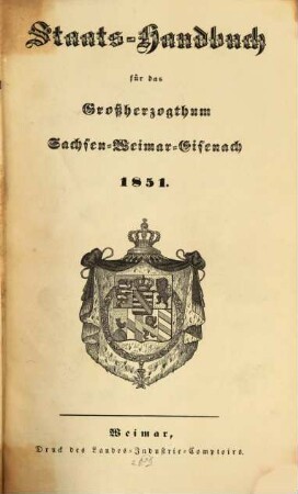 Staatshandbuch für das Großherzogtum Sachsen. 1851