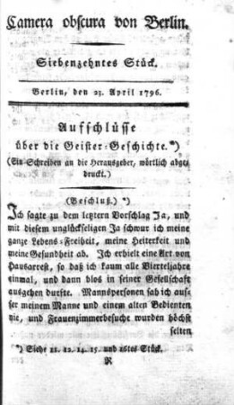 Siebenzehntes Stück, 23. April 1796