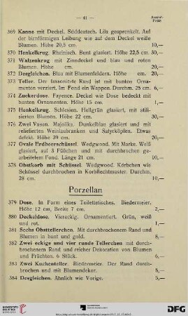 Porzellan (Nr. 379-475)