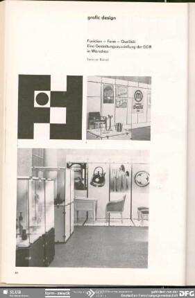 Funktion - Form - Qualität Eine Gestaltungs-Ausstellung der DDR in Warschau : grafic design
