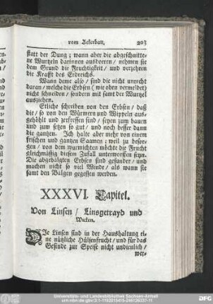 XXXVI. Capitel. Von Linsen, Linsgetrayd und Wicken.
