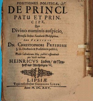 Positiones pol. de principatu et principe