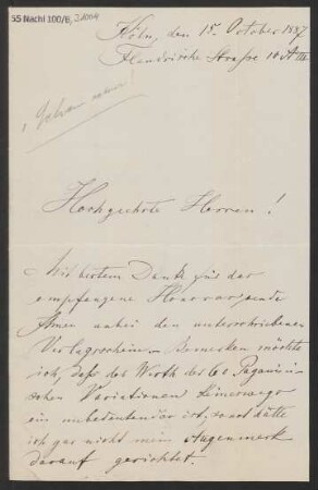Brief an B. Schott's Söhne : 15.10.1887