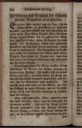 Fortsetzung und Beschluß der Historie von der Prinzessinn zu Caschmire
