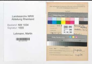 Entnazifizierung Martin Lohmann , geb. 13.11.1867 (Oberstleutnant)