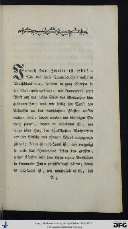 Trauerrede auf Joseph II.